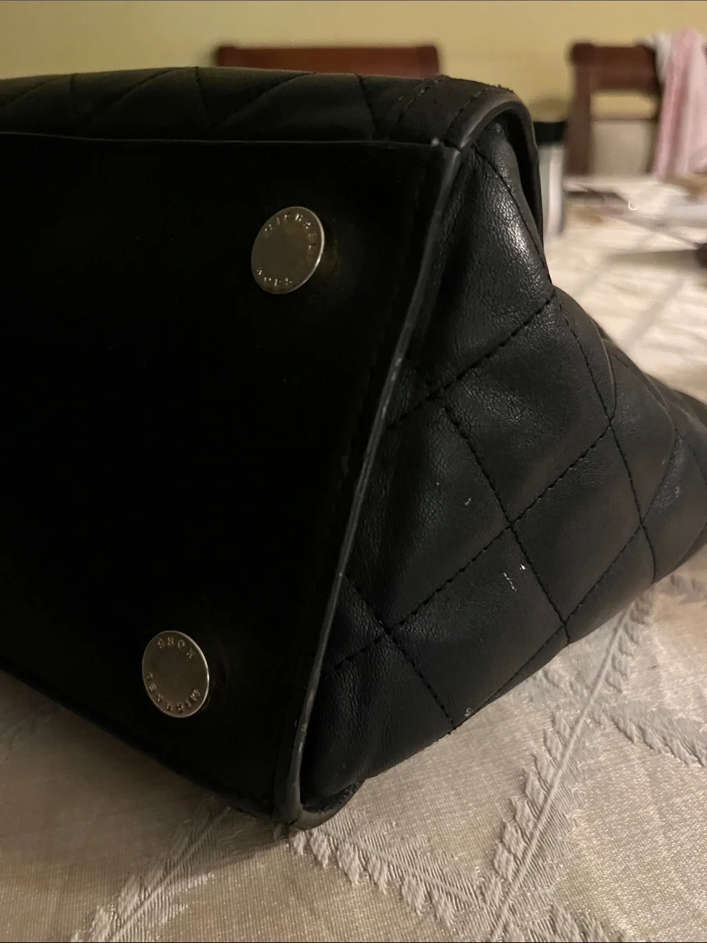 Michael Kors Selma Black Quilted Satchel with Gold Hardware